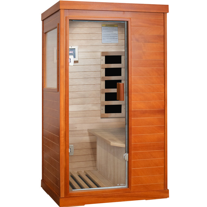 Hosauna T-50C3 Far Infrared Sauna Home Sauna Spa Room Low-EMF Wood 800W Indoor Saunas with Control Panel and Tempered Glass Door, Room:35.2 * 27.6 * 61.6Inch