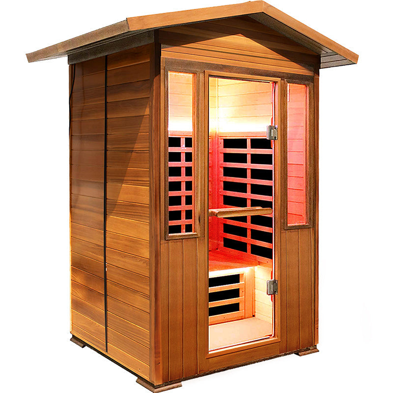 Hosauna T-59C3 Outdoor Sauna 2 Person Sauna Infrared Saunas Dry Sauna Room Red Cedar and Canadian Hemlock Wood Wooden Sauna Spa 1800W APP Control 7 Color Light 48.8 * 37 * 87.4inch