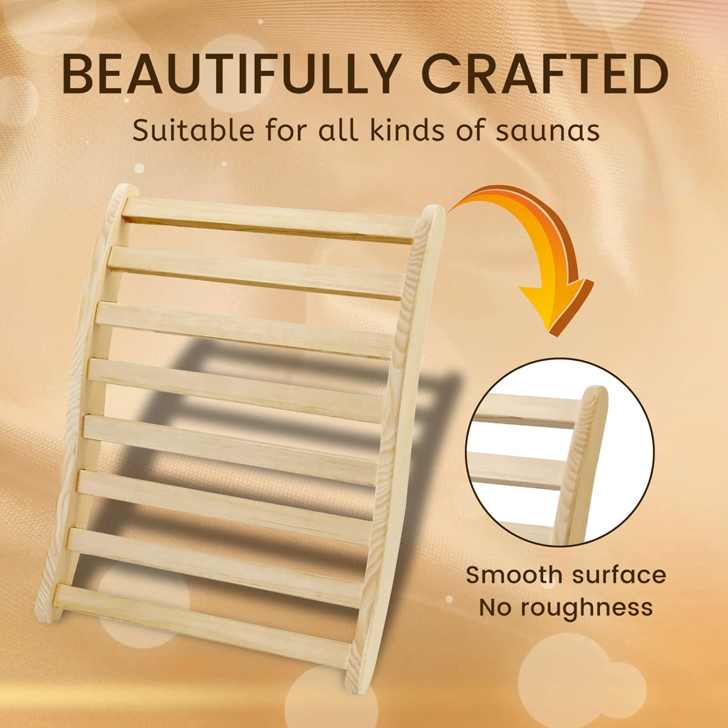 Hosauna Canadian Hemlock Sauna Backrest - Slip-Resistant, Non-Toxic, Comfortable S-Shape Design - Sauna Chair with Back, Sauna Accessories for Any Infrared Sauna