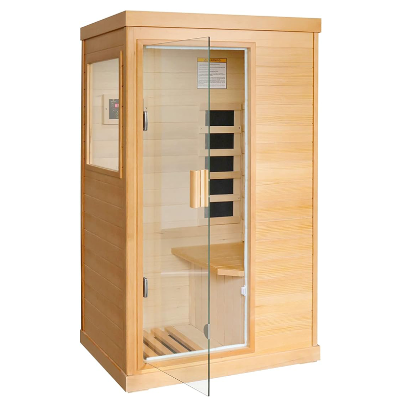 Hosauna T-50C Far Infrared Sauna Home Sauna Spa Room Canadian Hemlock Wood 800W Indoor Saunas 110V with Control Panel and Tempered Glass Door, Room: 35.2 * 27.6 * 61.6Inch