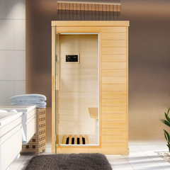 Hosauna T-50C Far Infrared Sauna Home Sauna Spa Room Canadian Hemlock Wood 800W Indoor Saunas 110V with Control Panel and Tempered Glass Door, Room: 35.2 * 27.6 * 61.6Inch