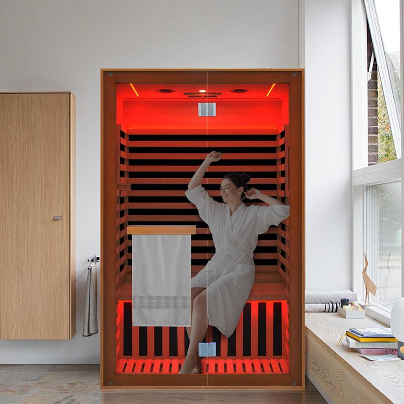 Hosauna HY5 Far Infrared Sauna Home Sauna Spa Room for 2 Person Low-EMF Canadian Hemlock Wood 1950W Indoor Saunas with Oxygen Bar 47.2 * 35.4 * 74.8Inch，In production, shipping on April 10