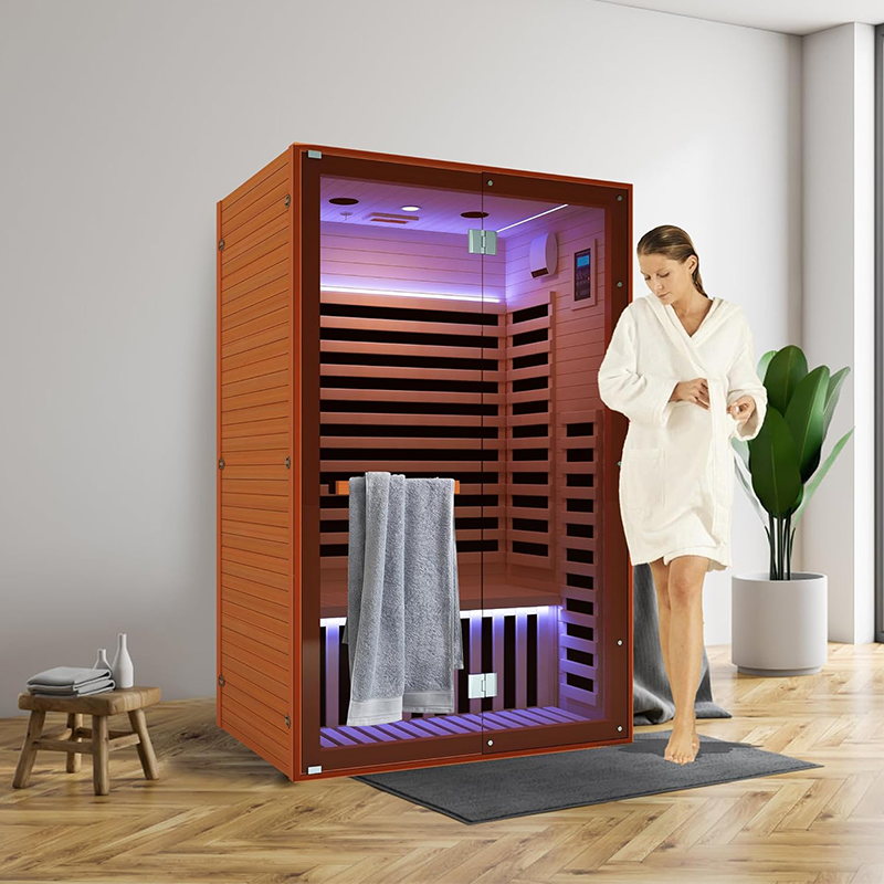 Hosauna HY5 Far Infrared Sauna Home Sauna Spa Room for 2 Person Low-EMF Canadian Hemlock Wood 1950W Indoor Saunas with Oxygen Bar 47.2 * 35.4 * 74.8Inch，In production, shipping on April 10