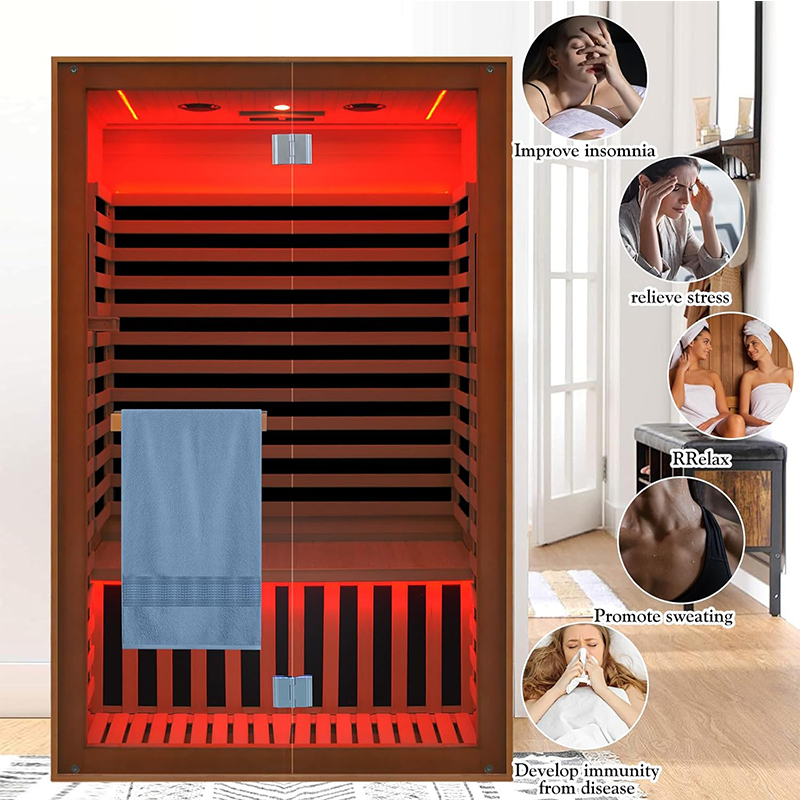 Hosauna HY5 Far Infrared Sauna Home Sauna Spa Room for 2 Person Low-EMF Canadian Hemlock Wood 1950W Indoor Saunas with Oxygen Bar 47.2 * 35.4 * 74.8Inch，In production, shipping on April 10