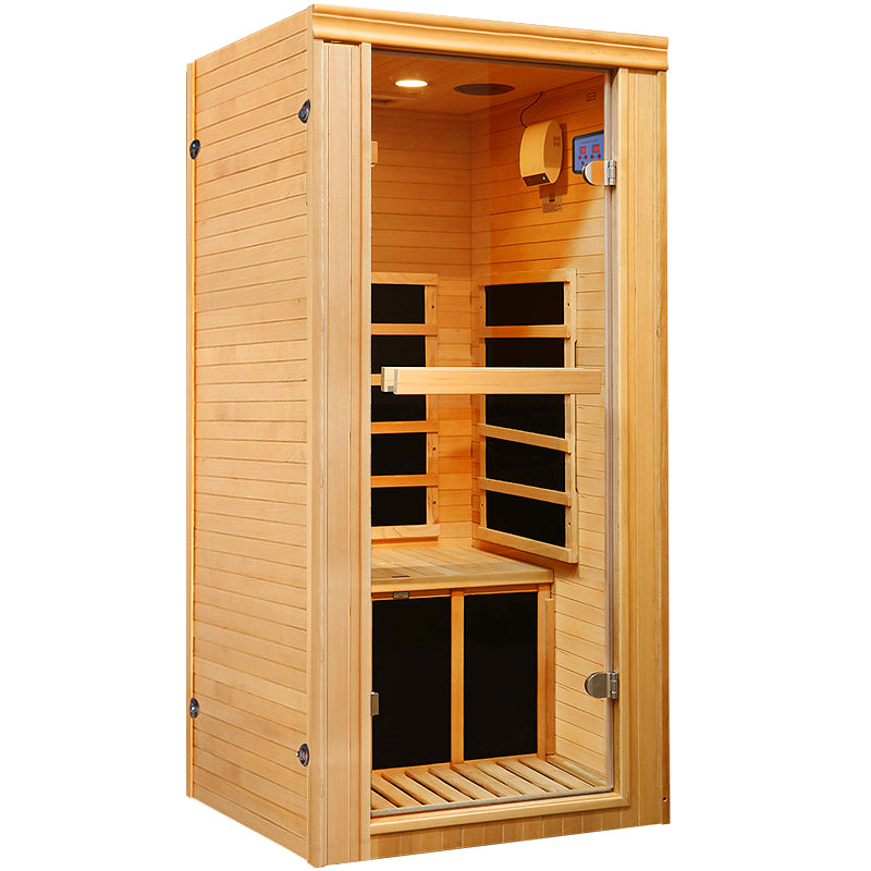 Hosauna HY1 Infrared Sauna Room Indoor Saunas Home Canadian Hemlock 980W Low-EMF Dry Saunas Single Person Spa with Oxygen Bar 33 * 28 * 62 inch