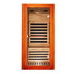 Hosauna HM1 Infrared Sauna for Home Indoor Sauna Wooden Dry Sauna Room Low EMF 1080W for 1 Person with Control Panel, Bluetooth Speaker, Reading Lamp