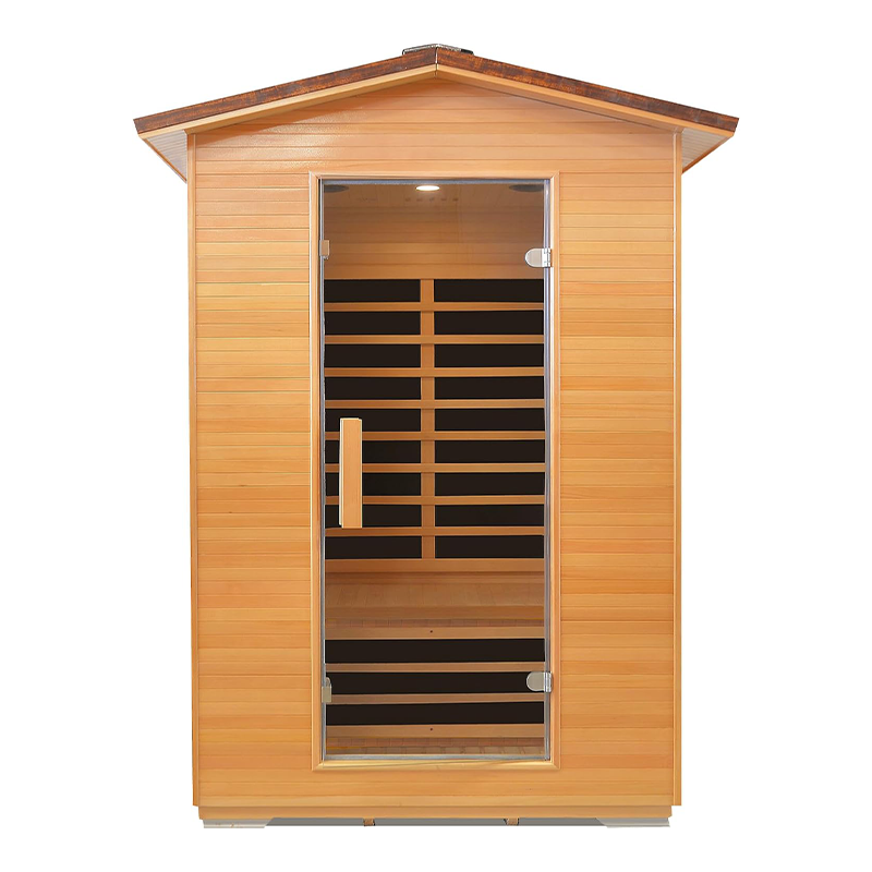 Hosauna HY2 Outdoor Sauna Far Infrared Saunas Dry Sauna Room Canadian Hemlock Wood Wooden Sauna Spa 1950W Low-EMF with Cup Holder and Towel Rack for Two Person 47 * 39 * 82inch