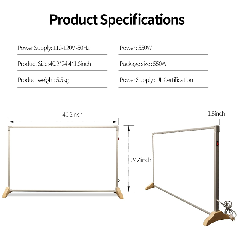 Hosauna Wall Mounted Far Infrared Space Heating Panel with Legs,Energy Saving,120V Electric Heater,550w Convection Electric Heater for Room