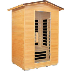 Hosauna HY2 Outdoor Sauna Far Infrared Saunas Dry Sauna Room Canadian Hemlock Wood Wooden Sauna Spa 1950W Low-EMF with Cup Holder and Towel Rack for Two Person 47 * 39 * 82inch