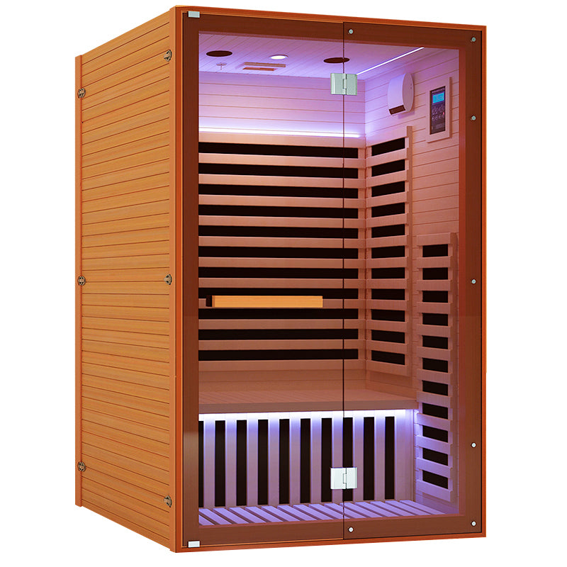 Hosauna HY5 Far Infrared Sauna Home Sauna Spa Room for 2 Person Low-EMF Canadian Hemlock Wood 1950W Indoor Saunas with Oxygen Bar 47.2 * 35.4 * 74.8Inch，In production, shipping on April 10